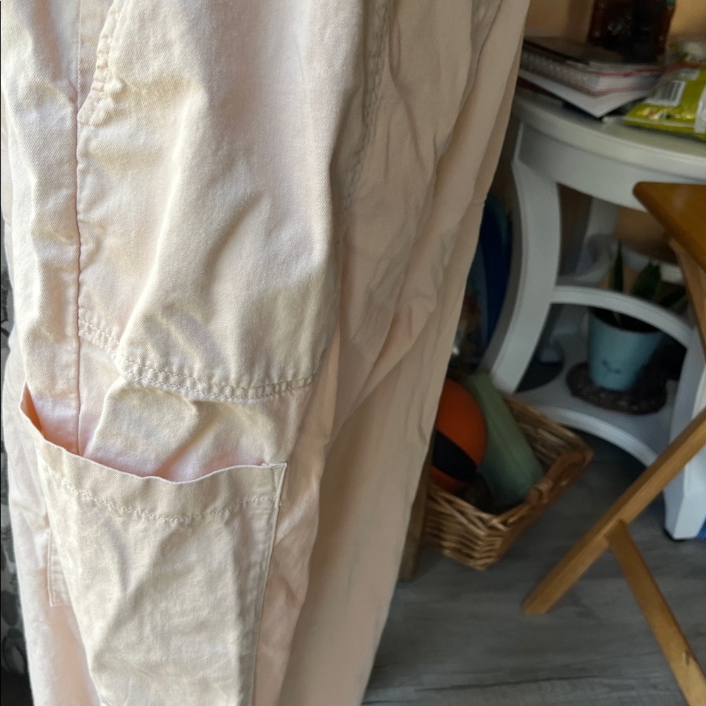 Anthropologie XL light pink cotton paperbag pants